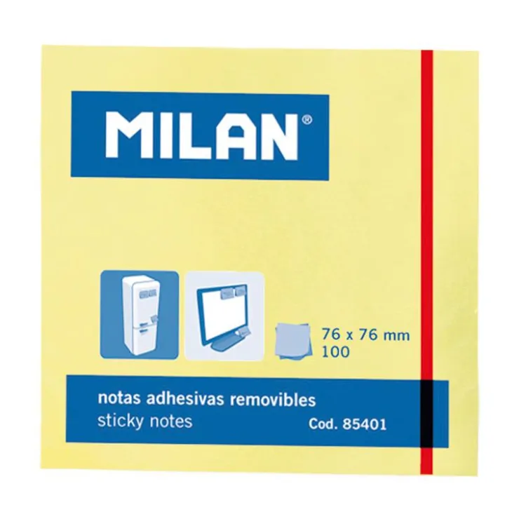 Notas adhesivas 76x76 amarillo 100 hojas<Milan New