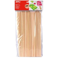 Palo redondo pincho madera natural 20 cm 3mm grosor blíster 50 unidades<Apli