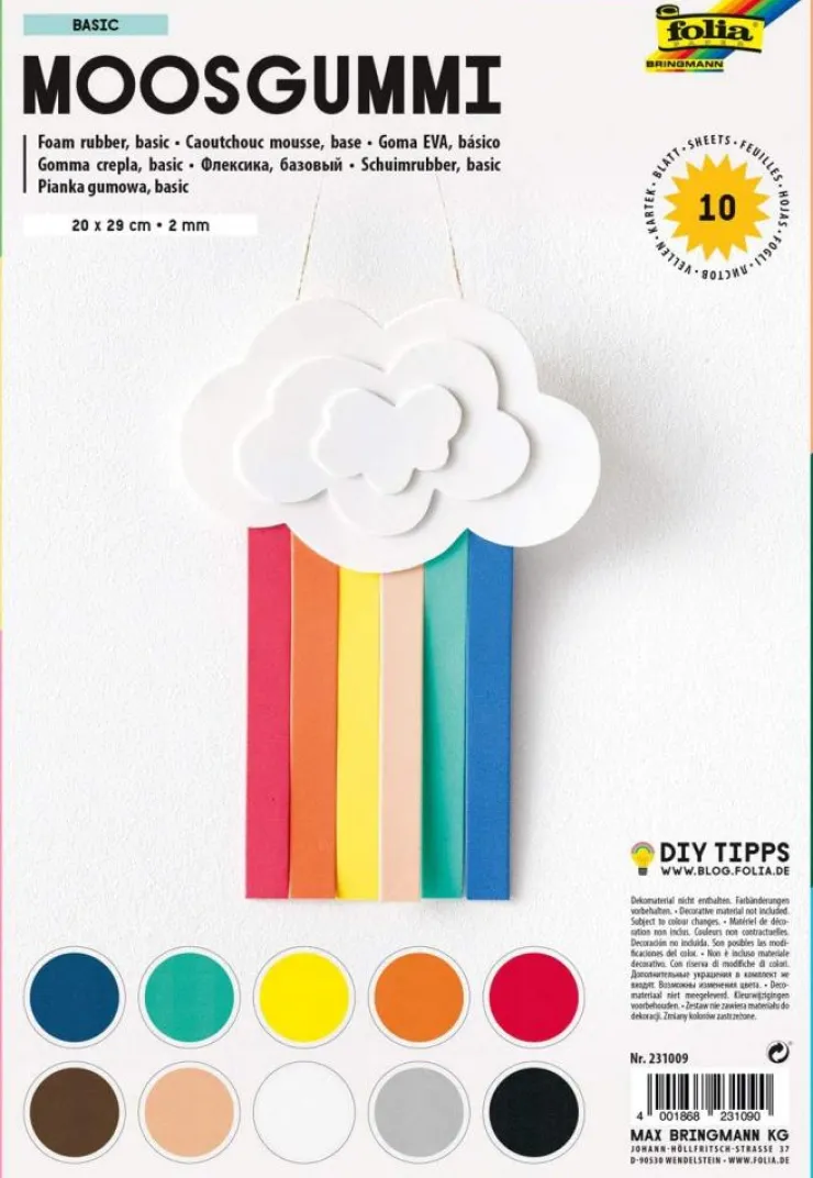 Papel foam 20X29cm. 10 colores<Folia Clearance