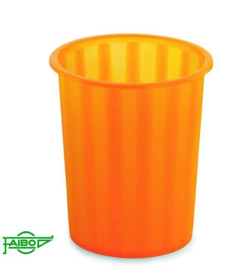 Papelera de plástico naranja translúcido<Faibo Hot