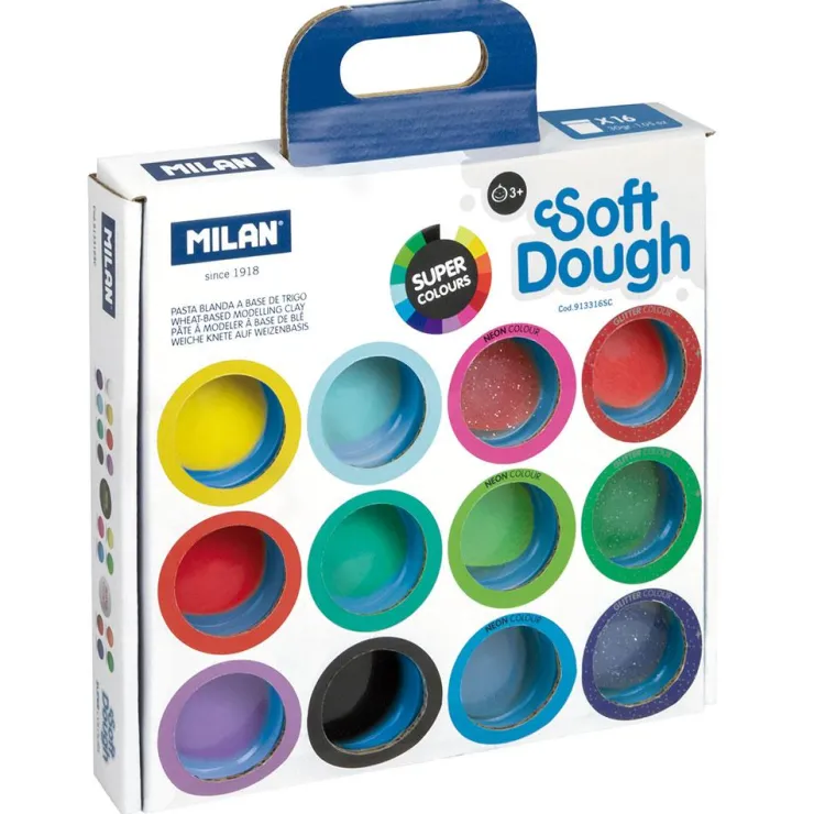 Pasta de modelar 16 colores básicos, neón y glitter<Milan Clearance