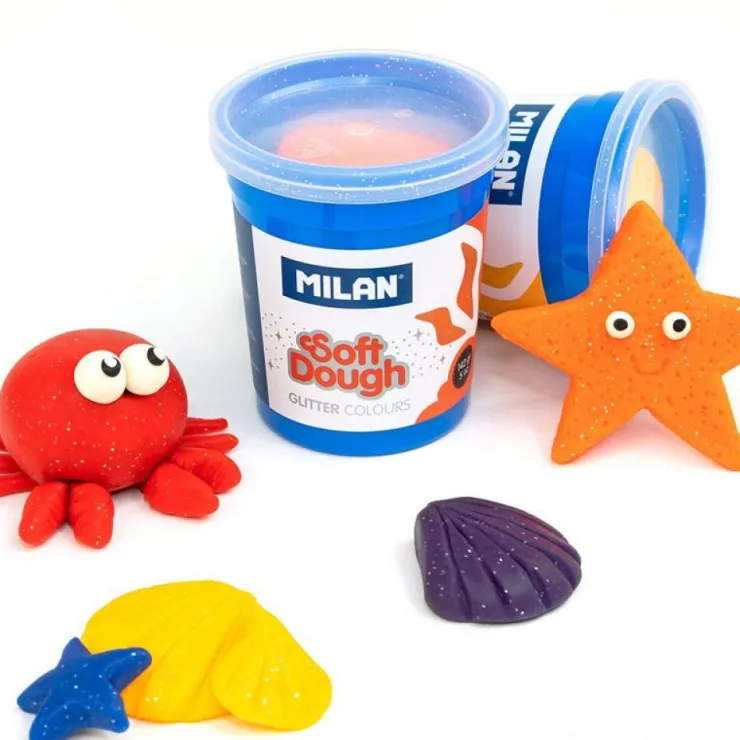 Pasta de modelar con purpurina 5 colores<Milan Discount