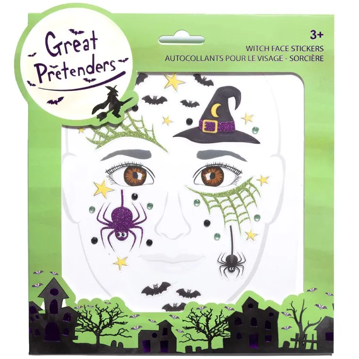 Pegatinas faciales bruja<Great Pretenders
