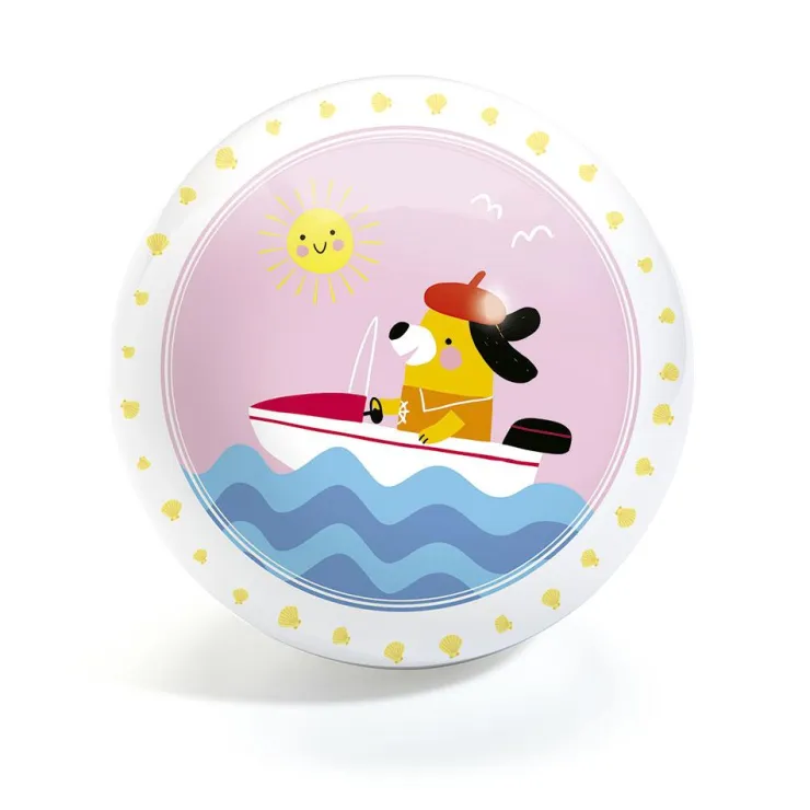 Pelota 12cm animalitos en barco<Djeco