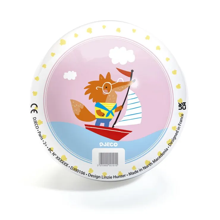 Pelota 12cm animalitos en barco<Djeco