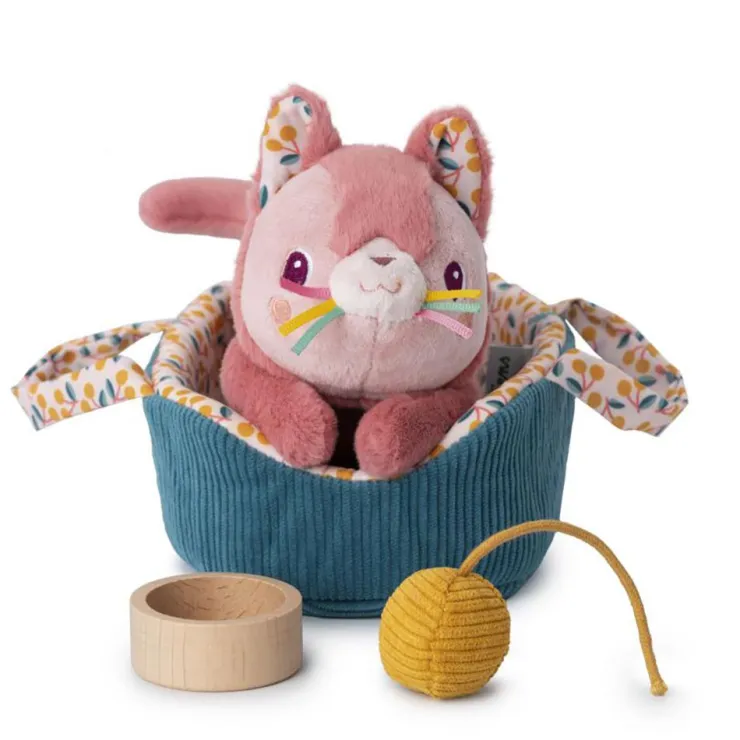 Peluche gata Jeanne con cesta y accesorios tela<Lilliputiens