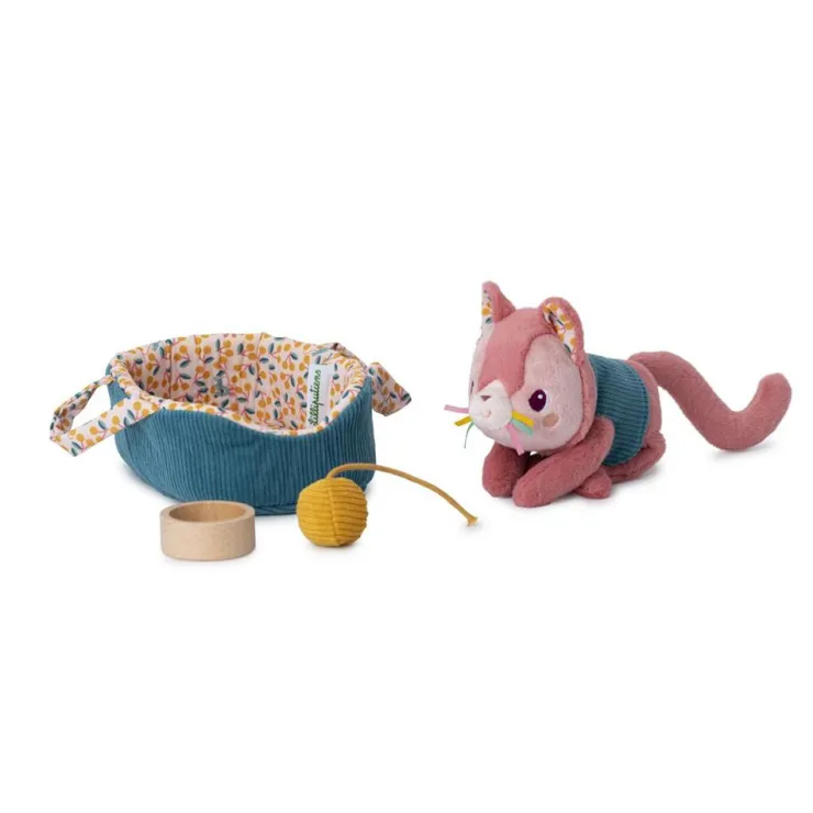Peluche gata Jeanne con cesta y accesorios tela<Lilliputiens