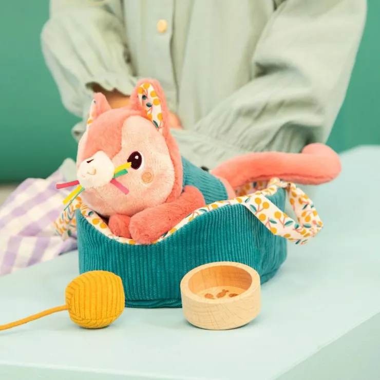 Peluche gata Jeanne con cesta y accesorios tela<Lilliputiens
