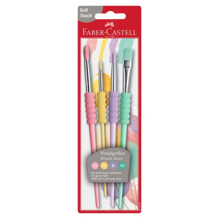 Pincel suave 4 unidades colores pastel<Faber castell Online