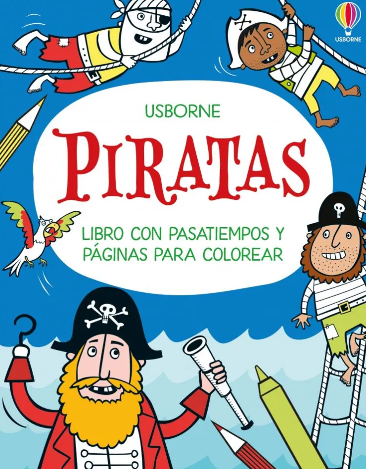 Piratas - Libro con pasatiempos y páginas para colorear<