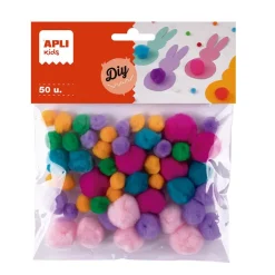 Pompones colores tamaño surtido 50 unidades<Apli Outlet