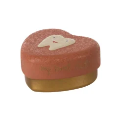 Portadientes de metal forma corazón rosa<Maileg