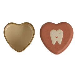 Portadientes de metal forma corazón rosa<Maileg