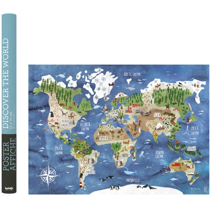 Póster discover the world 50x70cm<Londji Hot