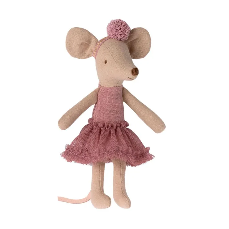Ratita con diadema y pompón rosa 13cm.<Maileg Clearance