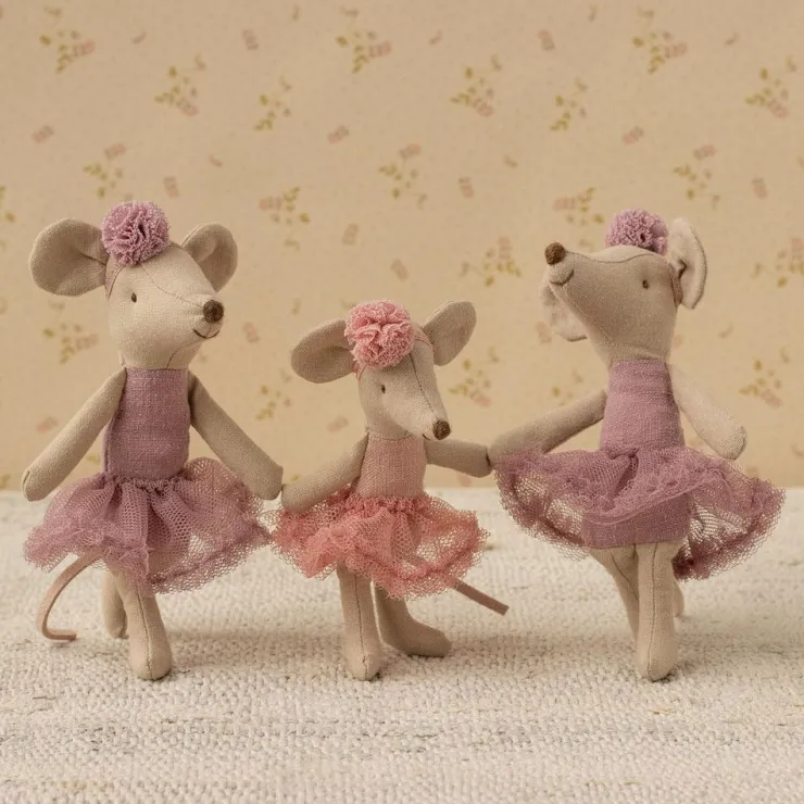 Ratita con diadema y pompón rosa 13cm.<Maileg Clearance