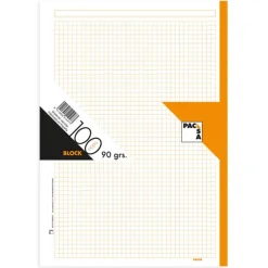 Recambio A4 cuadro 5mm. 100 hojas 4 taladros borde naranja<Pacsa Hot