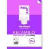Recambio A4 milimetrado 100 hojas 4 taladros<Pacsa