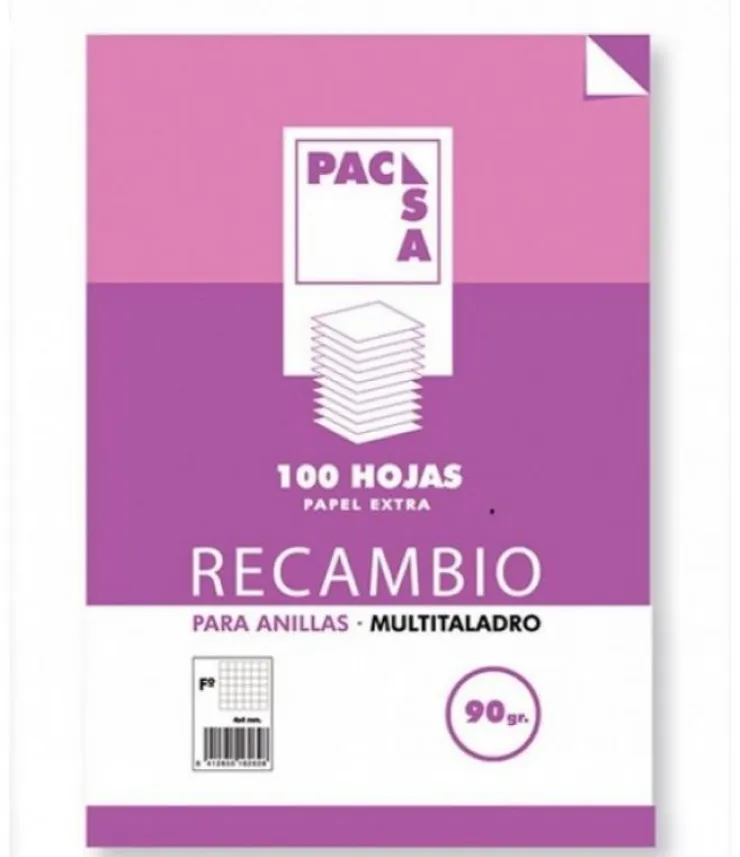 Recambio A4 pauta 2,5 mm. 100h hojas 4 taladros<Pacsa Outlet