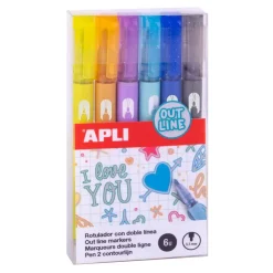 Rotulador doble línea 6 colores<Apli Best