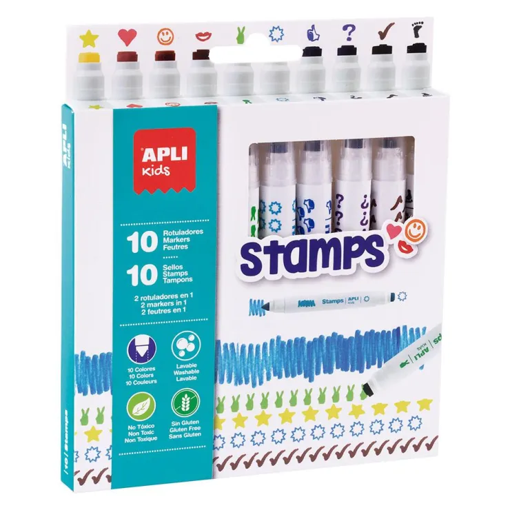 Rotulador doble punta 10 colores Color and Stamp<Apli Online