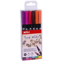 Rotulador doble punta acuarelable 12 colores<Apli Hot