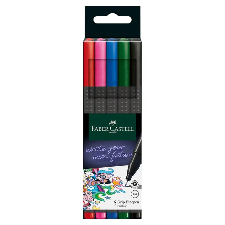 Rotulador grip finepen 5 colores básicos<Faber castell Discount