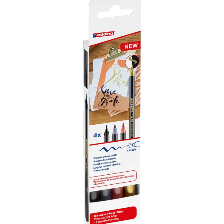 Rotulador punta pincel 4 colores Brush Pen 1340<Edding Outlet