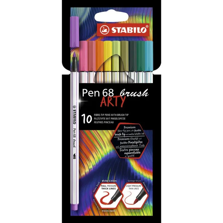 Rotulador punta pincel 10 colores Pen 68 brush Arty<Stabilo Online
