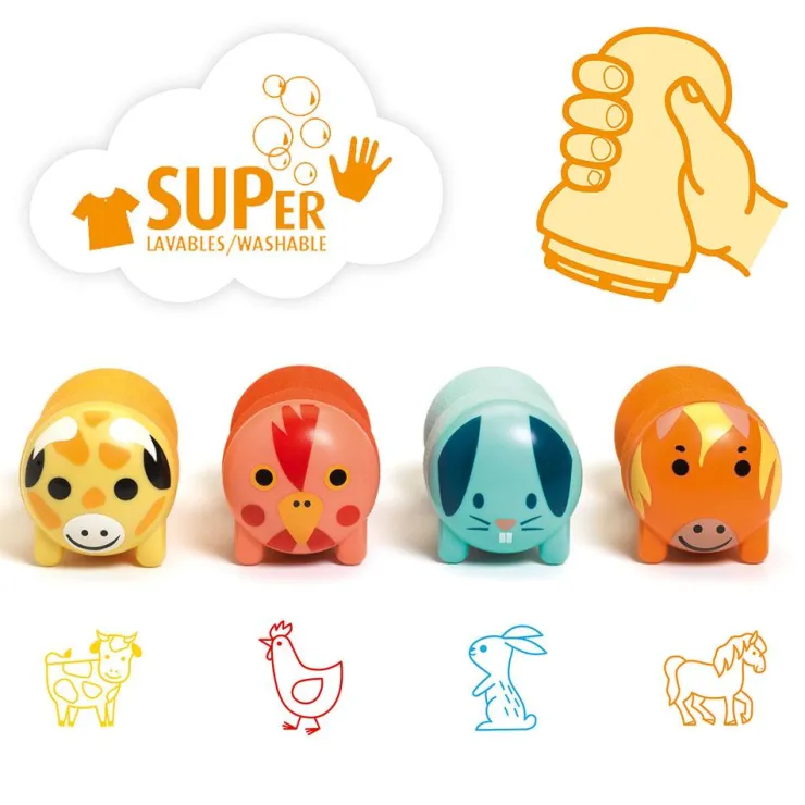 Sellos ergonómicos animales de granja<Djeco Clearance