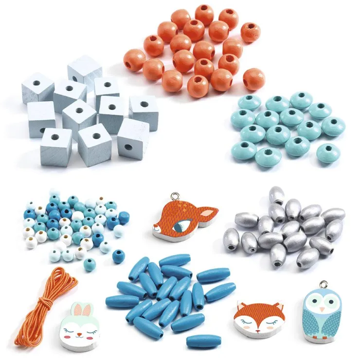 Set 450 abalorios madera animales<Djeco Outlet