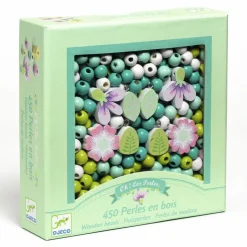 Set 450 abalorios madera flores y hojas<Djeco