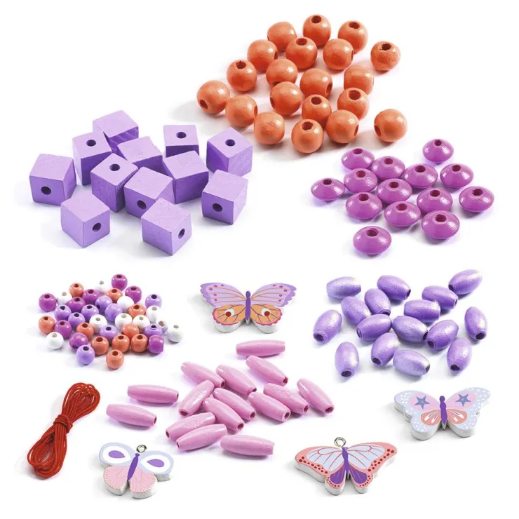 Set 450 abalorios madera mariposas<Djeco Best