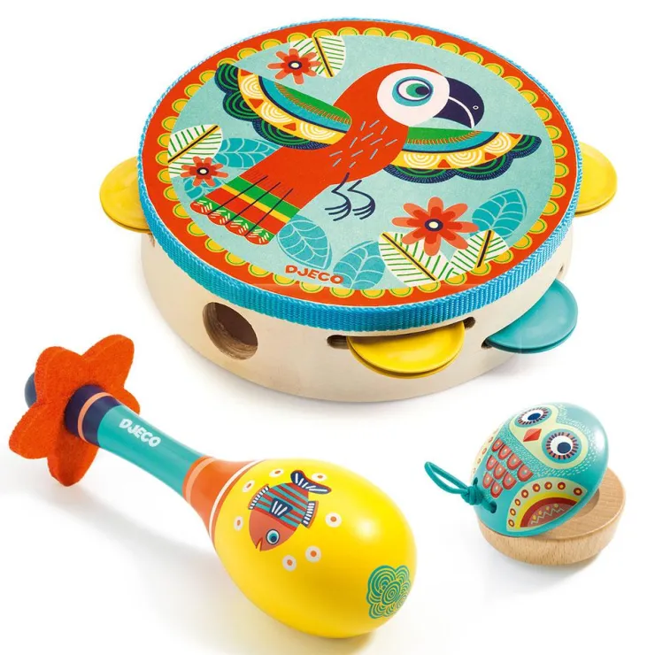 Set 3 instrumentos musicales de madera Animambo<Djeco Outlet