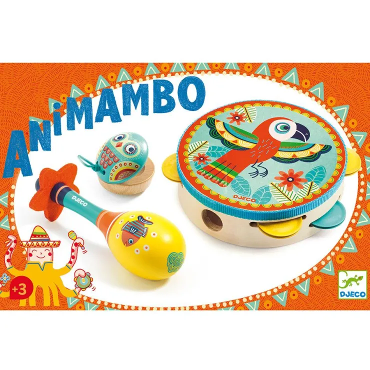 Set 3 instrumentos musicales de madera Animambo<Djeco Outlet