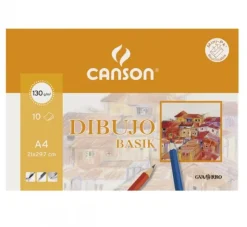 Set 10 láminas de dibujo A4 sin recuadro 130gr. Basik<Canson Discount