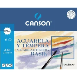 Set 6 láminas para acuarela A4 Basik 370gr.<Guarro Hot