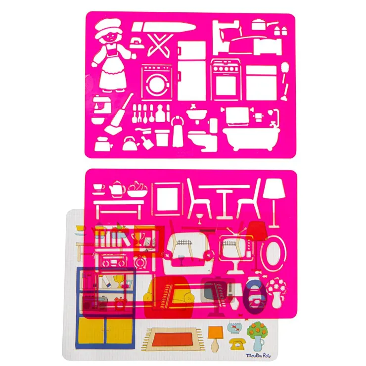 Set de plantillas con diseños de objetos de casa<Moulin Roty Clearance