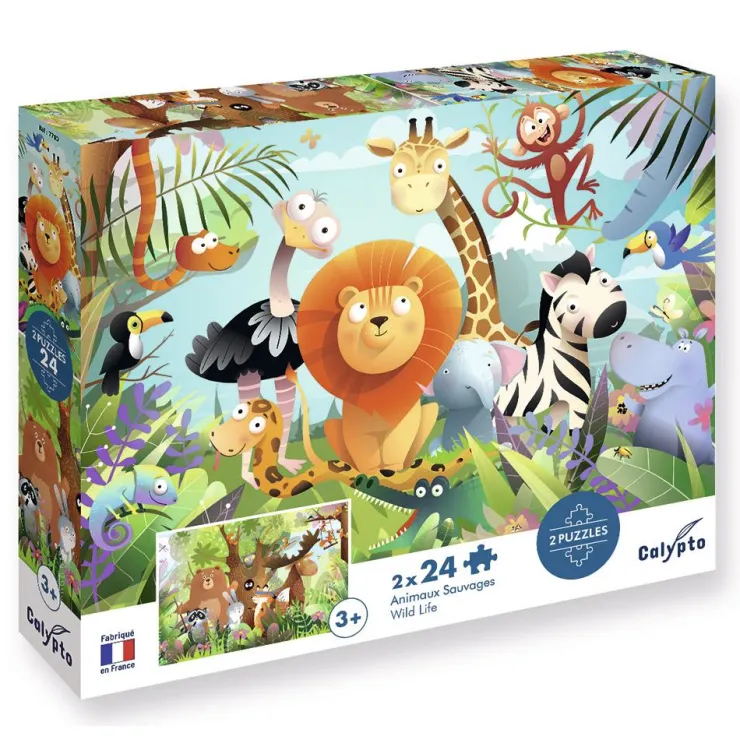 Set dos puzzles Animales salvajes 24 piezas<Calypto Discount