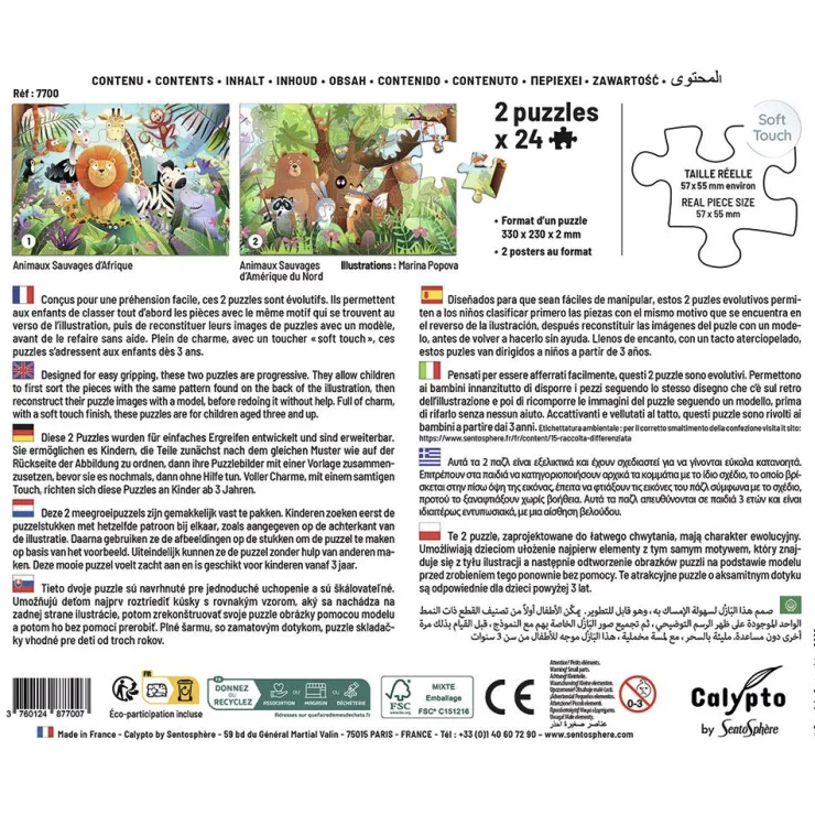 Set dos puzzles Animales salvajes 24 piezas<Calypto Discount