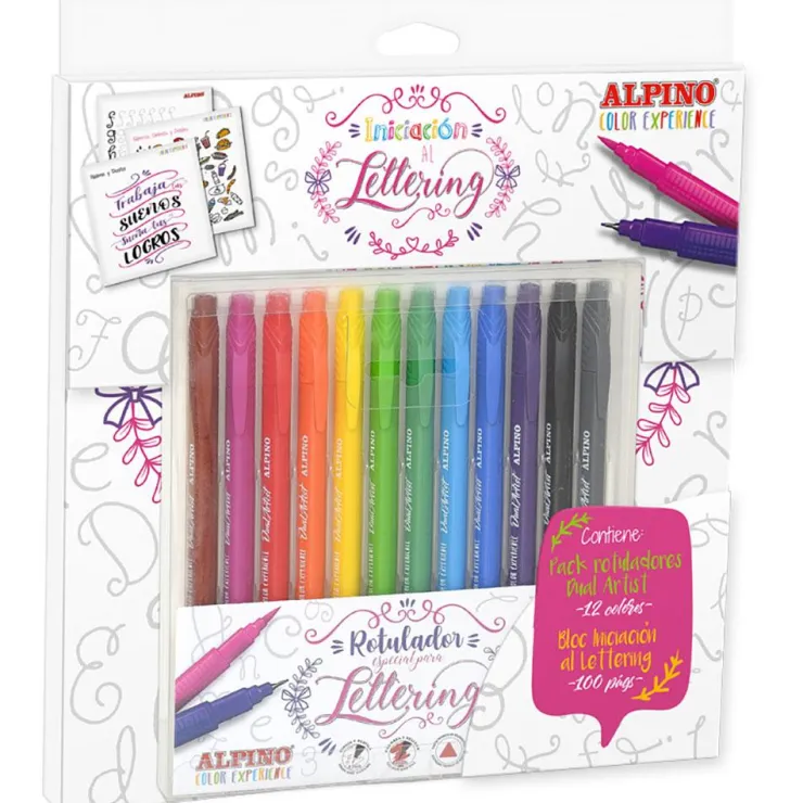 Set iniciación Lettering 12 rotuladores con libro<Alpino Outlet