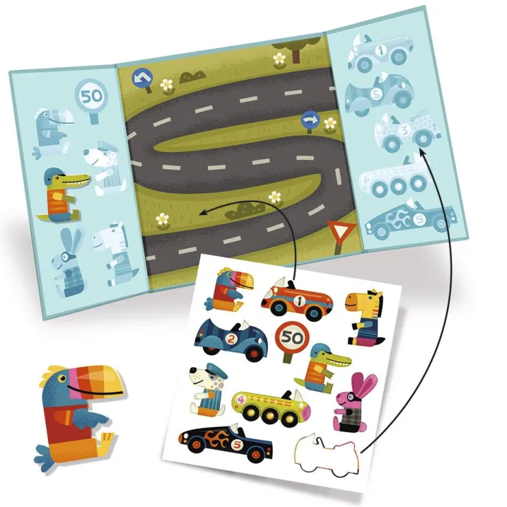 Set pegatinas gruesas removibles Vehículos<Djeco