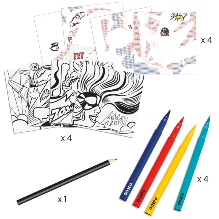 Set pintar rotuladores pincel y calcomanías superhéroes<Djeco Sale