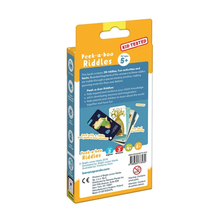 Tarjetas en inglés Peek a Boo Riddles for ages 5<Banana Panda