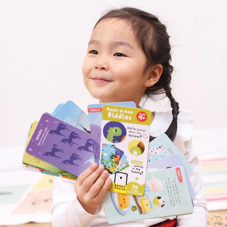 Tarjetas en inglés Peek a Boo Riddles for ages 4<Banana Panda