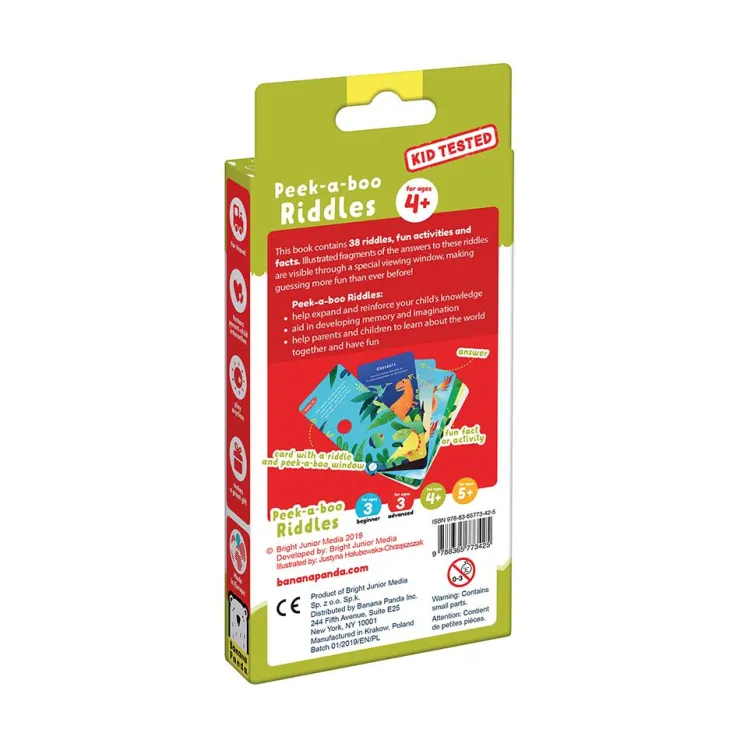 Tarjetas en inglés Peek a Boo Riddles for ages 4<Banana Panda