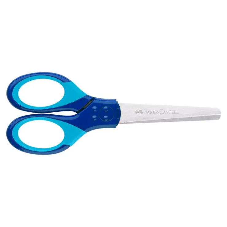 Tijeras escolares Grip azul<Faber castell Hot
